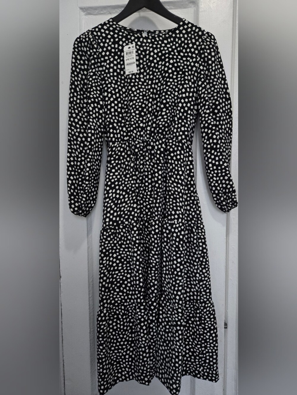 Alfani Black and White Dot-Print Midi Dress